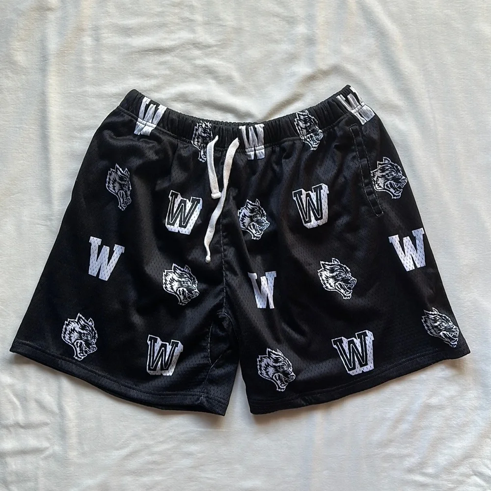 Darc Sports Wolves Black Monogram Mesh Shorts - Picture 1 of 3